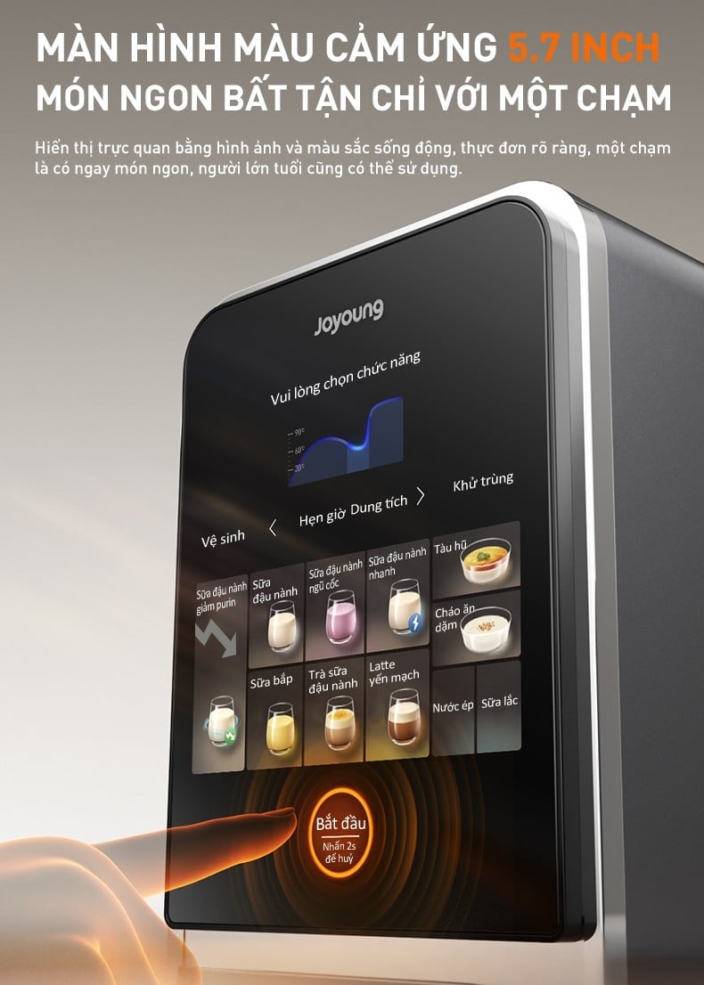 Máy nấu sữa hạt làm sạch tự động Joyoung JSCB-K7 PRO với Màn hình cảm ứng hiển thị sống động