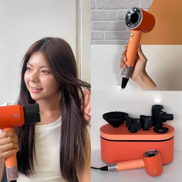 Máy sấy tóc Dyson HD16 Supersonic Nural - Màu Cam Đào (Ceramic apricot/Topaz)&nbsp;Có cảm biến tự động thay đổi giảm nhiệt khi đầu sấy di chuyển gần tóc và da đầu!