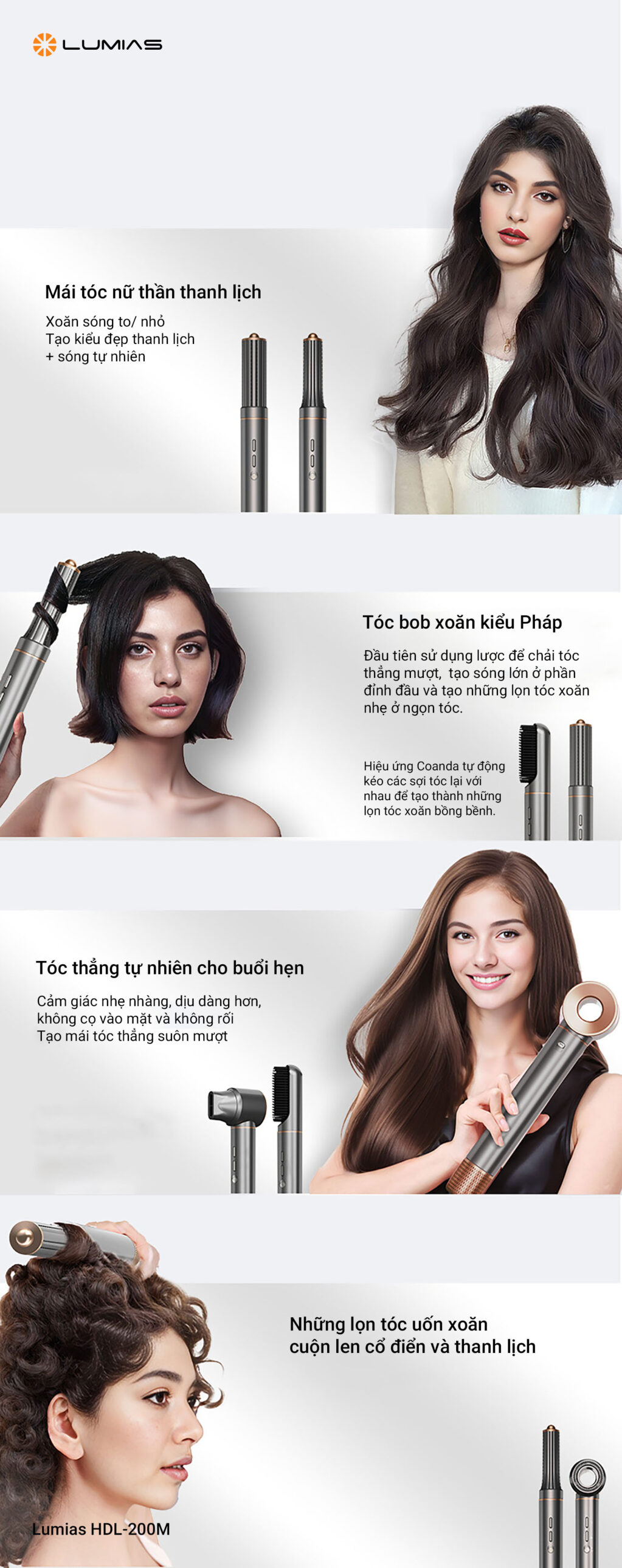 Máy uốn tạo kiểu Lumias HDL-200M ion âm