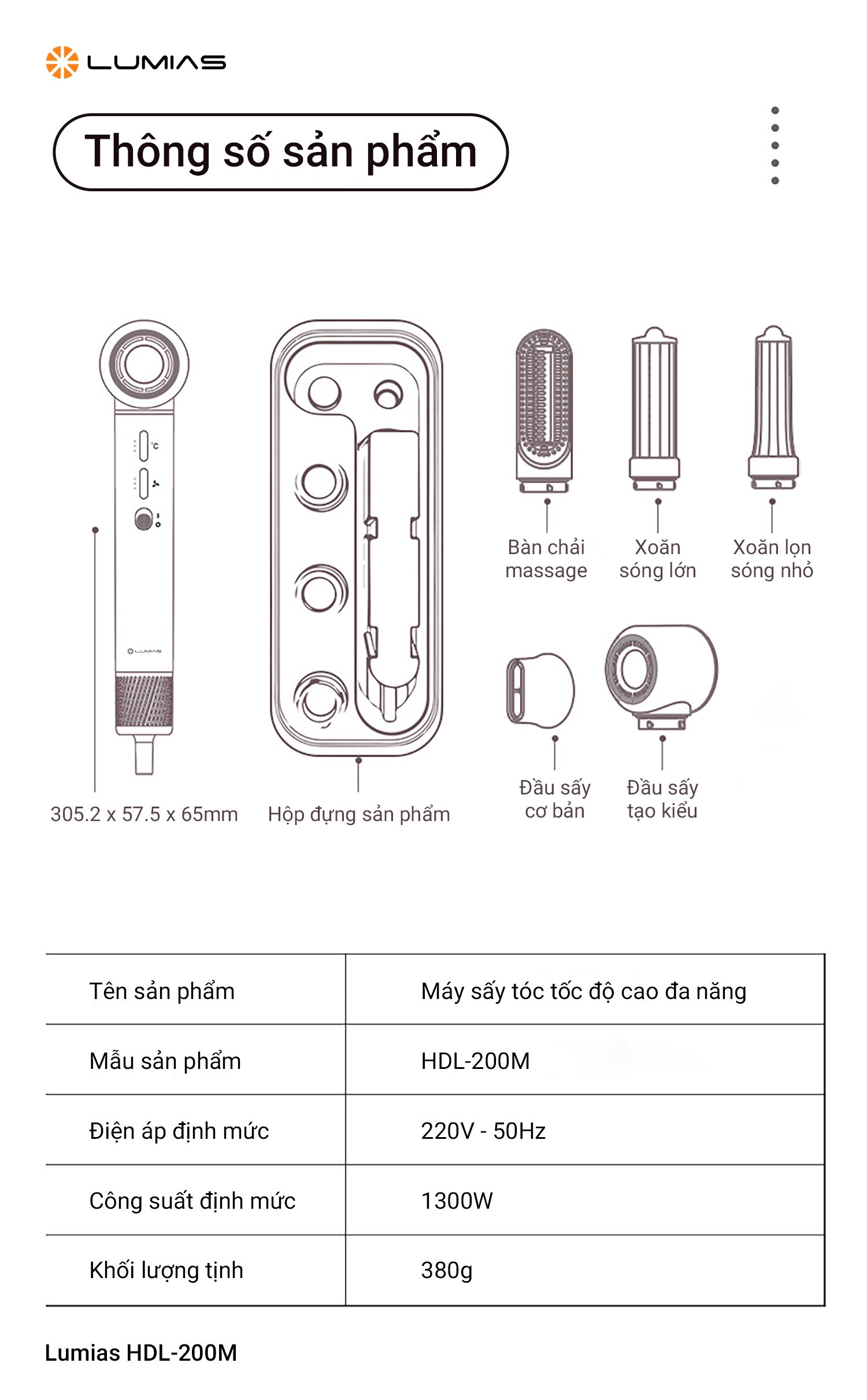 Máy uốn tạo kiểu Lumias HDL-200M ion âm