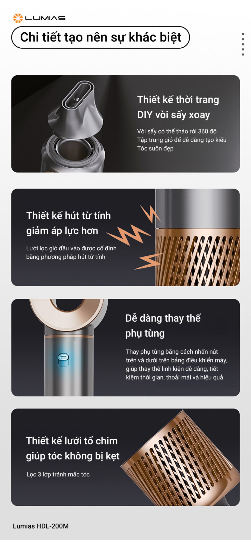 Máy uốn tạo kiểu Lumias HDL-200M ion âm