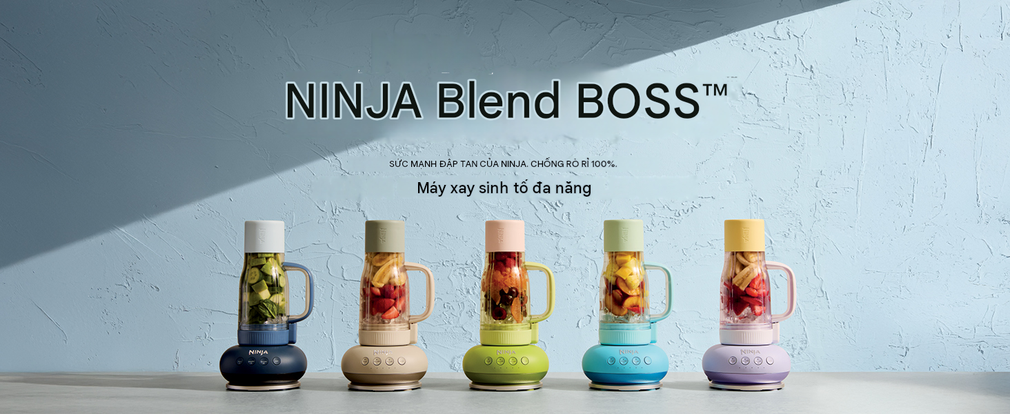 Máy xay cầm tay Ninja BlendBOSS DB351KR là máy xay sinh tố dạng cốc nghiền đá mạnh mẽ nhất của Ninja với động cơ 1200 watt