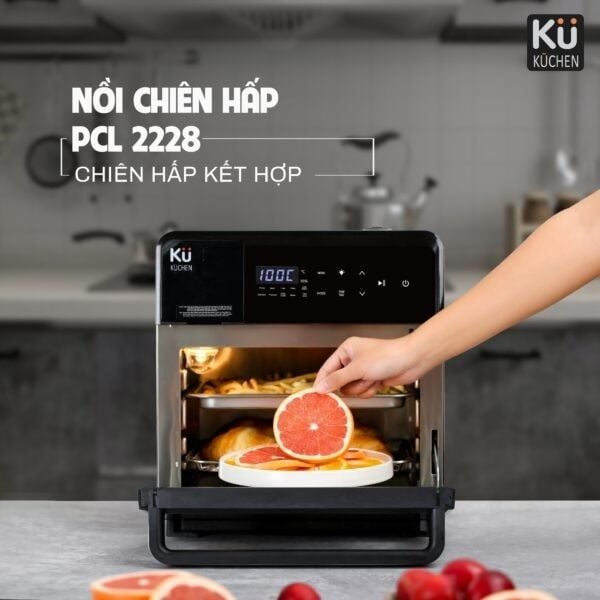 Nồi chiên hấp Kuchen 16L KU PCL2228&nbsp;16 lít sở hữu thiết kế nhỏ gọn nhưng vẫn sang trọng, vỏ inox