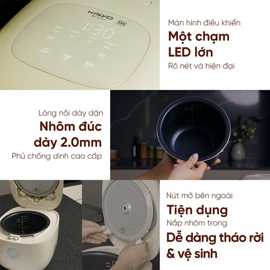 Nồi cơm điện cao tần IH Kaiyo KRC-050 1L Công suất 700W mạnh mẽ cùng dung tích 1L tối ưu