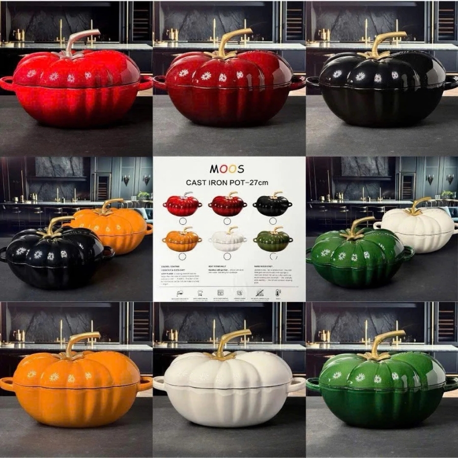Nồi gang cà chua Moos 27cm 3.2L Thiết kế cà chua độc đáo – biểu tượng phong thủy thịnh vượng