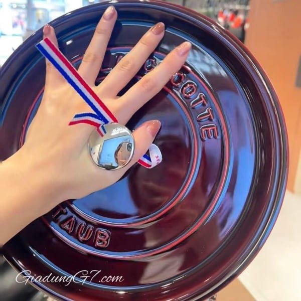 Nồi gang Staub 22cm (2.6L) màu mận chín với Mặt ngoài tráng men bóng