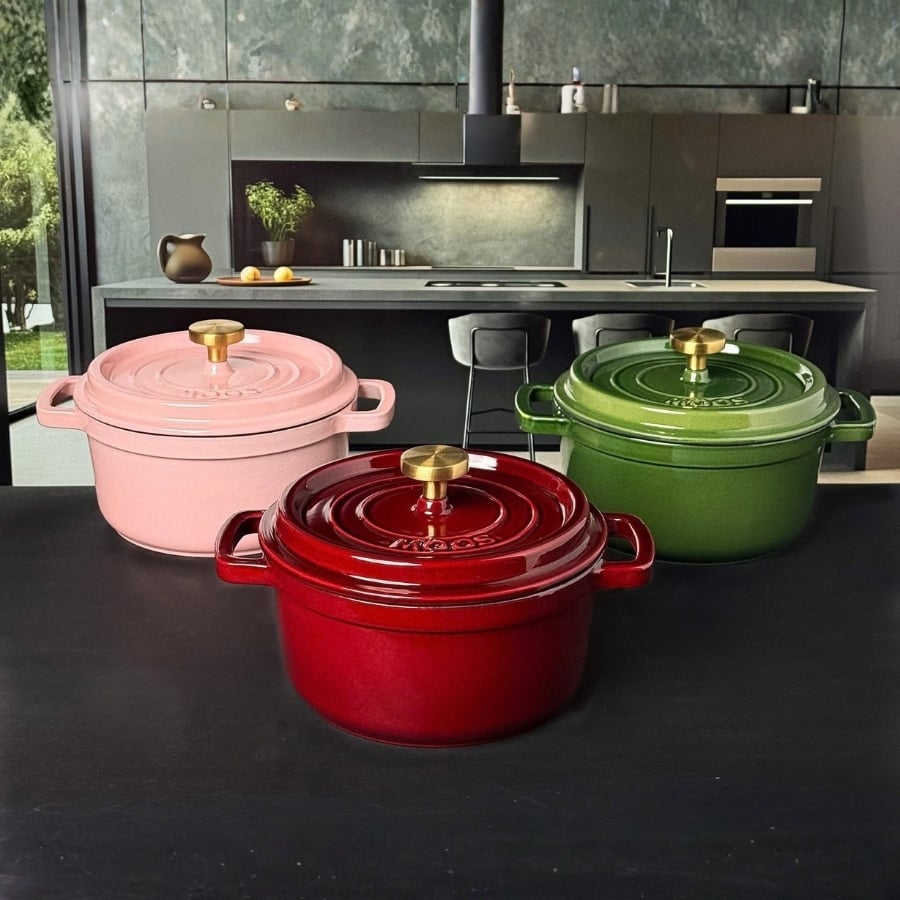 Nồi gang tròn Moos 20cm Phiên bản núm vàng LIMITED – nhìn là khác biệt hẳn