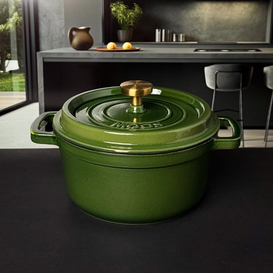 Nồi gang tròn Moos 20cm Phiên bản núm vàng LIMITED – nhìn là khác biệt hẳn