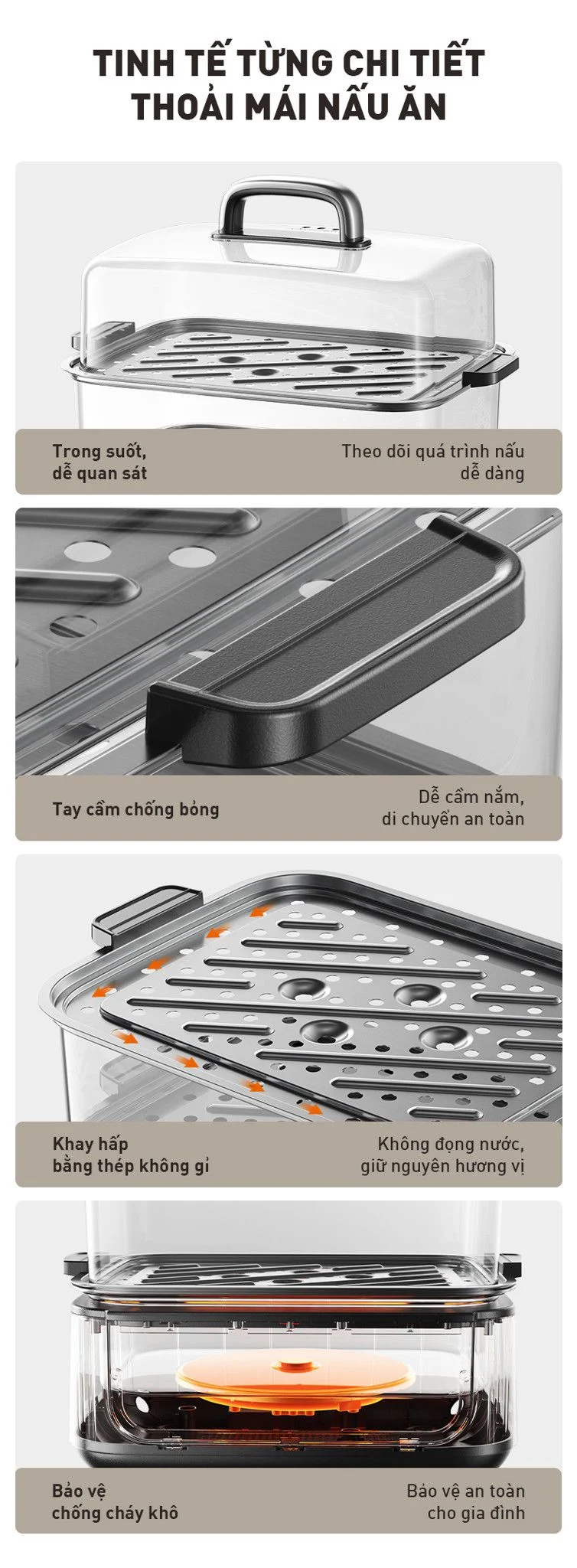 Đáy Nồi Tháo Rời Tiện Lợi, Dễ Dàng Vệ Sinh