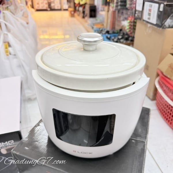 Nồi nấu chậm 2Lock Korea 3 lít  2 nắp sứ: 1 cao – 1 thấp, kín hơi tuyệt đối