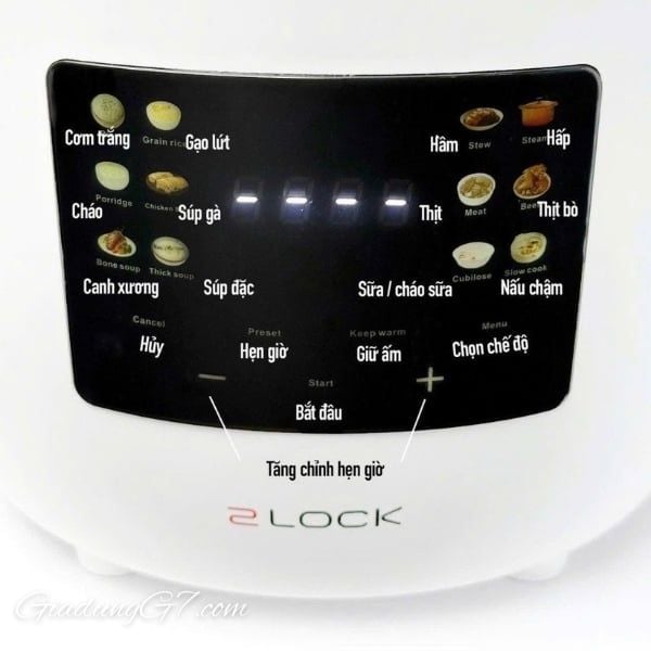 Nồi nấu chậm 2Lock Korea 3 lít  2 nắp sứ: 1 cao – 1 thấp, kín hơi tuyệt đối