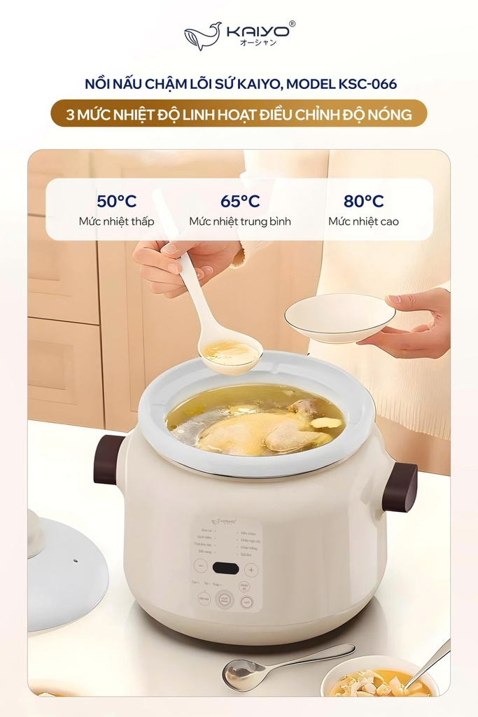 Nồi nấu chậm lõi sứ Kaiyo KSC-066 3 lít
