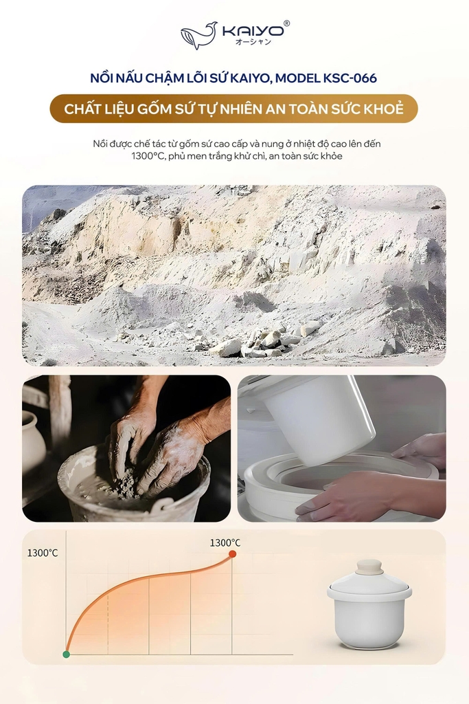 nồi nấu chậm Kaiyo KSC-066 duy trì mức nhiệt vừa phải trong thời gian dài