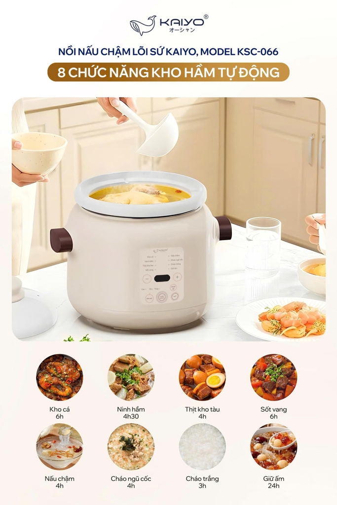 Nồi nấu chậm lõi sứ Kaiyo KSC-066 3 lít