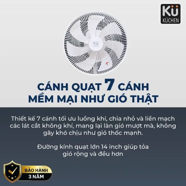 Quạt cây Kuchen BLDC KL-2201DC Cánh quạt 7 cánh – Mềm mại như gió thật