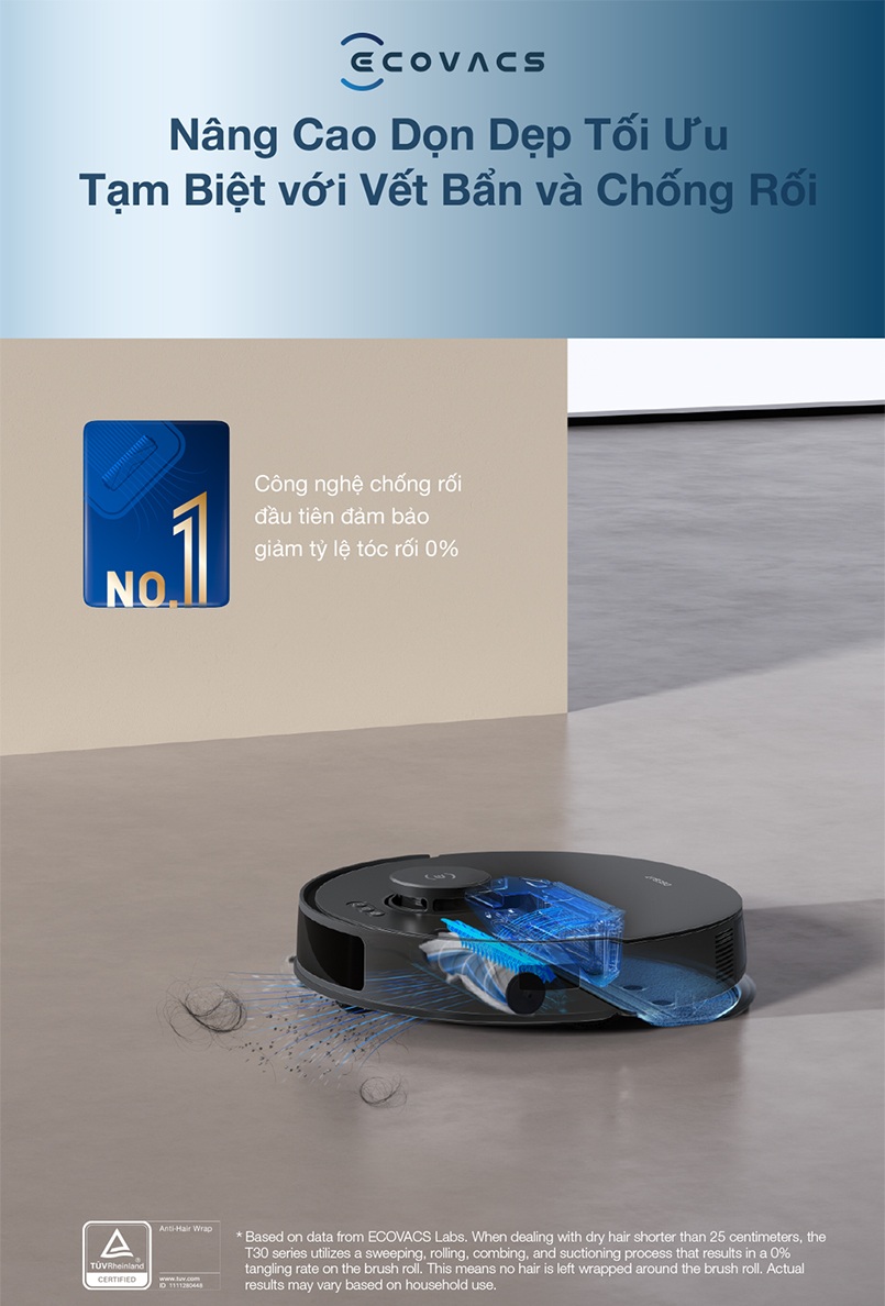 Robot Hút Bụi Lau Nhà Ecovacs Deebot N20 Pro Công Nghệ Chống Rối ZeroTangle