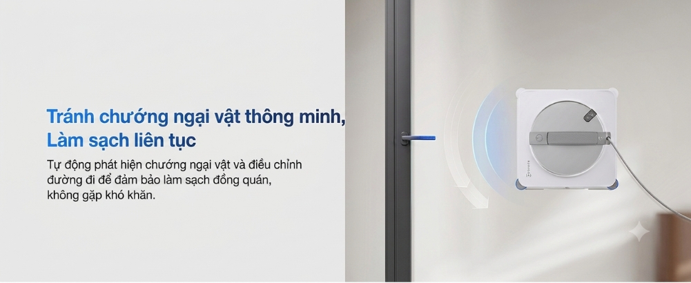 Robot lau kính Ecovacs Winbot W2S Omni thiết kế tránh chướng ngại vật thông minh