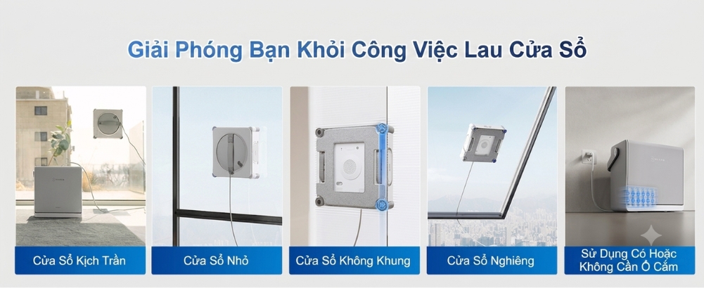 Robot lau kính Ecovacs Winbot W2S Omni giải phóng bạn khỏi công việc lau cửa sổ