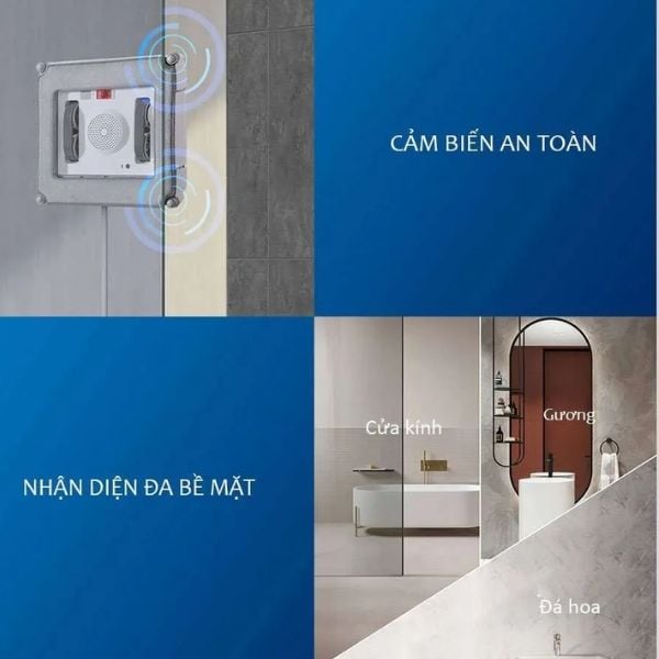 Ecovacs Winbot W920 – Robot lau kính Khả năng làm sạch đa dạng mọi bề mặt thủy tinh