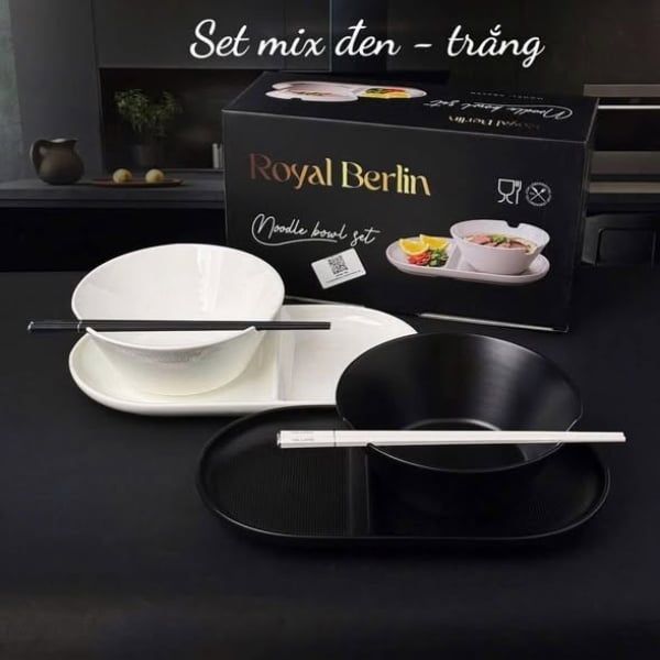 Set 2 bát ăn phở kèm 2 đĩa của Royal Berlin,&nbsp;thương hiệu sứ cao cấp, mã vạch Đức chất lượng chuẩn Âu.