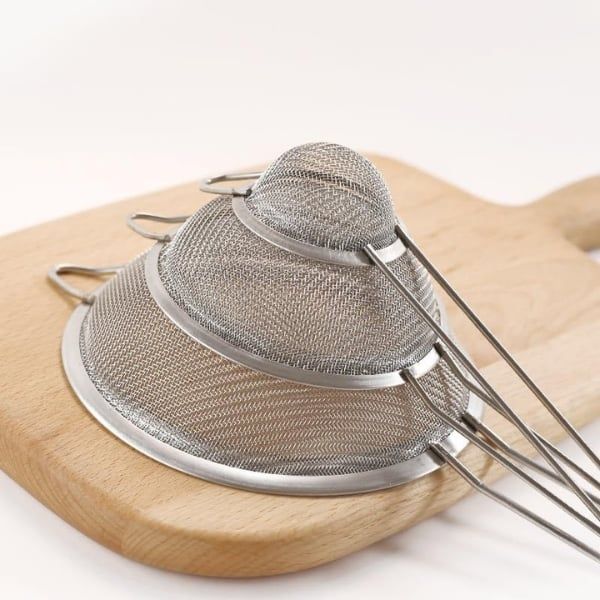 Set 3 rây lọc Ernesto nhà bếp, đường kính 7/12/18 cm, rây bột, rây bằng thép không gỉ, rây lưới mịn có tay cầm, dùng để lọc mì ống