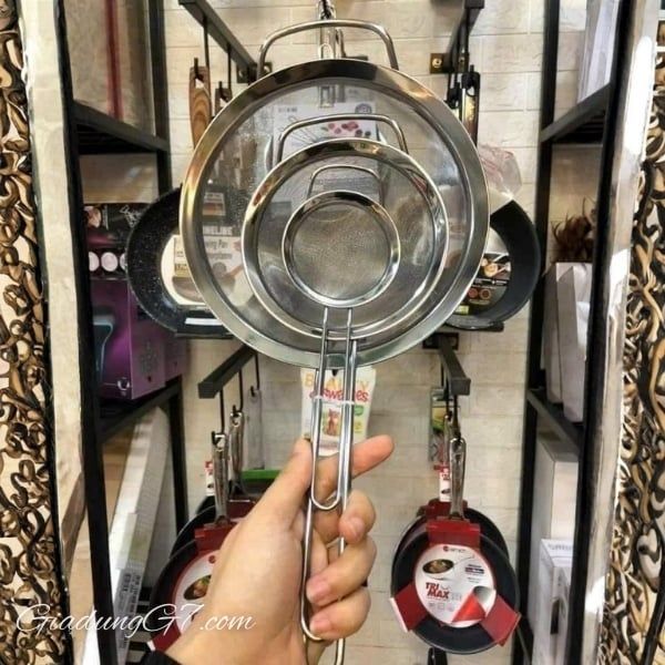 Set 3 rây lọc Ernesto nhà bếp, đường kính 7/12/18 cm, rây bột, rây bằng thép không gỉ, rây lưới mịn có tay cầm, dùng để lọc mì ống