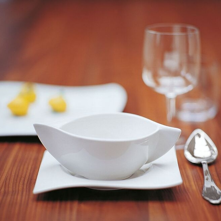 Set 4 Bát Villeroy & Boch NewWave 450 ml Thiết kế tạo hiệu ứng thị giác như hai con sóng đang chồng lên nhau.