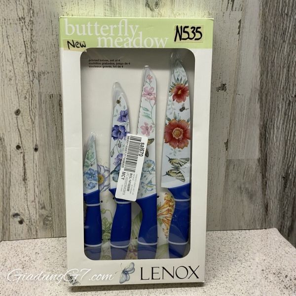 Bộ dao 4 món Lenox Butterfly Meadow: Thép không gỉ, Thiết kế lấy cảm hứng từ thiên nhiên, Chỉ rửa tay