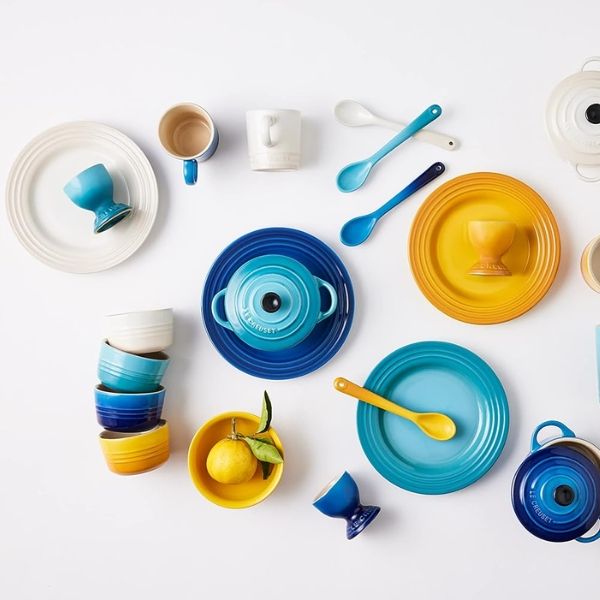 Set 4 đĩa Le Creuset Riviera 17cm 89225171219030 Bộ 4 đĩa khai vị Riviera Stoneware màu xanh ngọc, màu Meringue, màu Azuer và màu Nectar