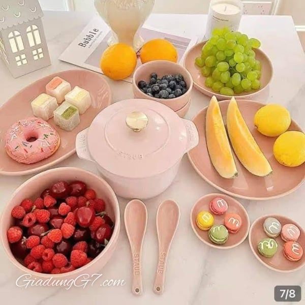 Set bát đĩa Staub 10 món - Màu Hồng/Xanh/Vàng – Thêm Ngọt Ngào Cho Bàn Ăn