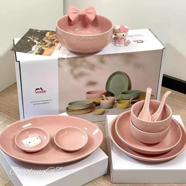 Set bát đĩa Staub 10 món - Màu Hồng/Xanh/Vàng – Thêm Ngọt Ngào Cho Bàn Ăn