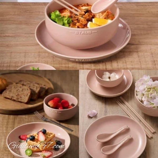 Set bát đĩa Staub 10 món - Màu Hồng/Xanh/Vàng – Thêm Ngọt Ngào Cho Bàn Ăn