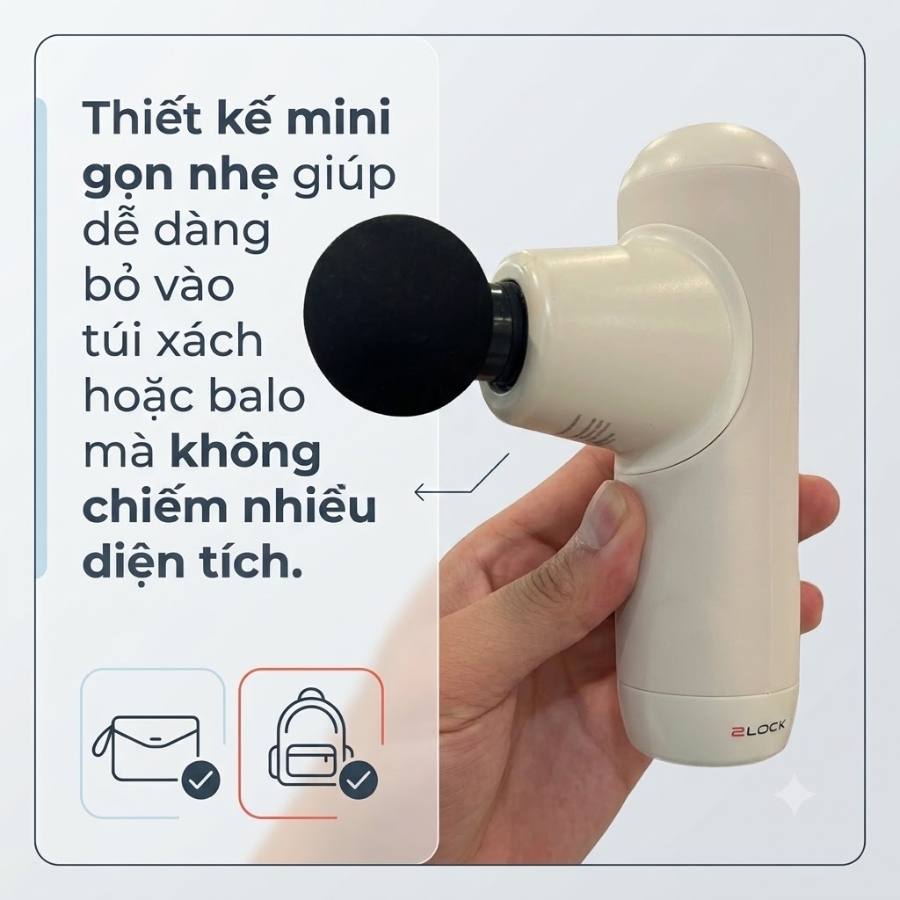 Súng massage 2lock - Korea được trang bị 3 mức cường độ massage, cho phép điều chỉnh linh hoạt theo từng nhu cầu và vùng cơ khác nhau. Đi kèm 4 đầu massage chuyên biệt, phù hợp để sử dụng cho vùng cổ, vai, lưng, tay và chân.