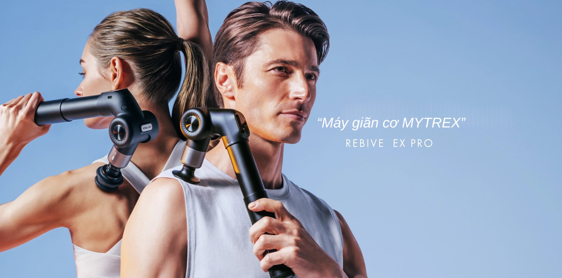 Súng massage Mytrex Rebive EX Pro giãn cơ&nbsp;Với tay cầm có thể kéo dài và đầu massage có thể điều chỉnh