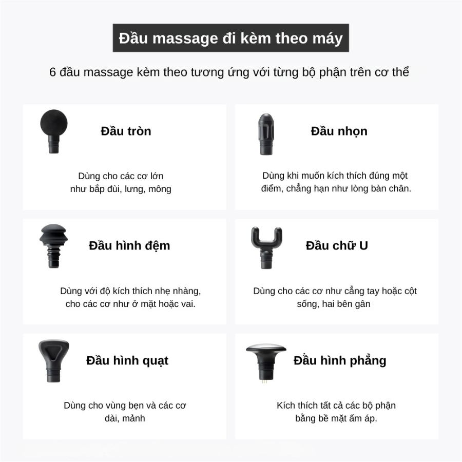 Súng massage Mytrex Rebive EX Pro Bao gồm 6 đầu thay thế được dành cho lưng, chân, tay, v.v.