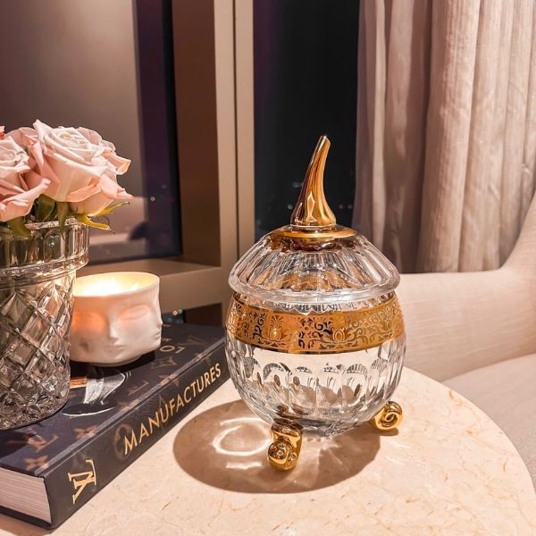 Thố pha lê quả táo Romantic Ales Zverina 25cm 3 chân