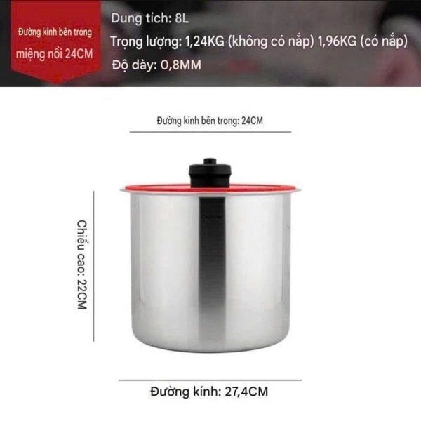Chockmen 24cm 8L C298 Chất liệu inox 18/10 an toàn cho thực phẩm, chống gỉ vượt trội, bền bỉ theo thời gian.