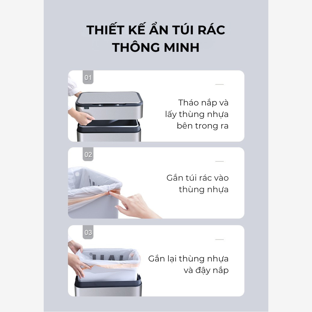 Thùng rác cảm biến Elpheco EPLH5522 20L chân cao khử Ozone