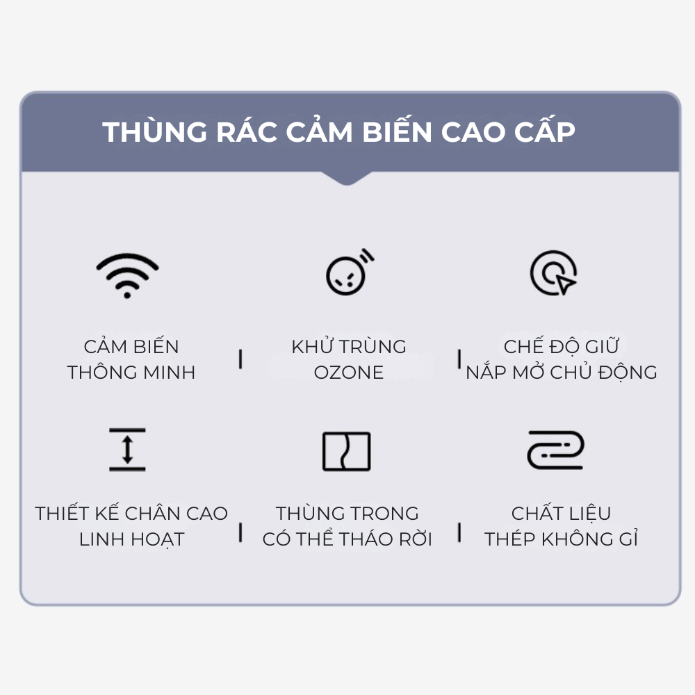 Thùng rác cảm biến Elpheco EPLH5522 20L chân cao khử Ozone