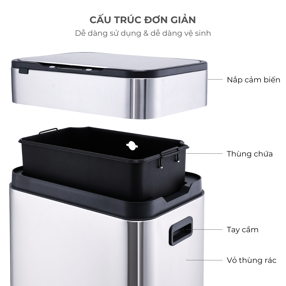 Thùng rác cảm biến Elpheco EPLH5522 20L chân cao khử Ozone