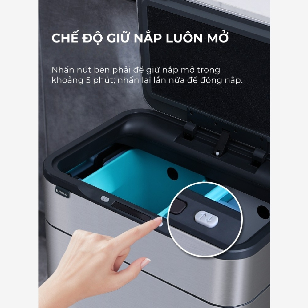 Thùng rác cảm biến Elpheco EPLH5522 20L chân cao khử Ozone