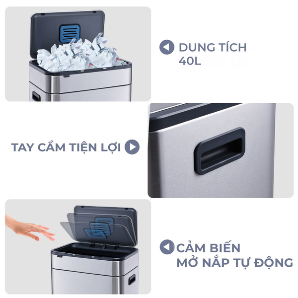 Thùng rác cảm ứng ELPHECO ELPH5514 30L Cảm biến chuyển động AIR siêu nhạy