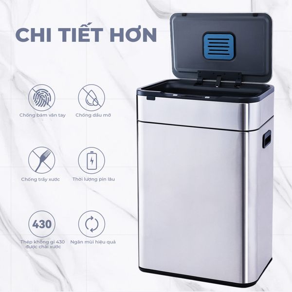 Thùng rác cảm ứng ELPHECO ELPH5514 30L Cảm biến chuyển động AIR siêu nhạy