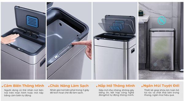 Thùng rác cảm ứng ELPHECO ELPH5514 30L Cảm biến chuyển động AIR siêu nhạy
