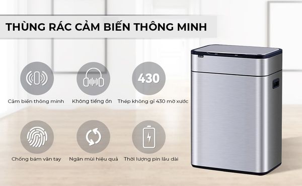 Thùng rác cảm ứng ELPHECO ELPH5514 30L Cảm biến chuyển động AIR siêu nhạy