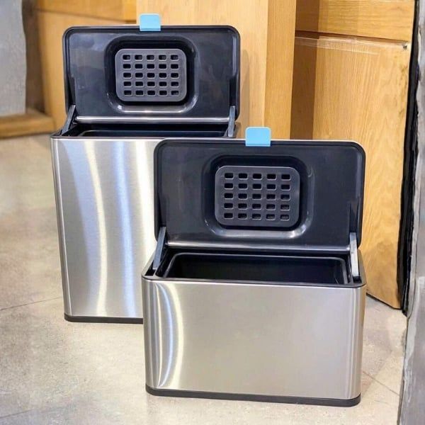 Thùng rác gắn cánh cửa tủ bếp CCKO CK9942 Dung tích 3 lít hoặc 6L - Màu Trắng/Màu inox