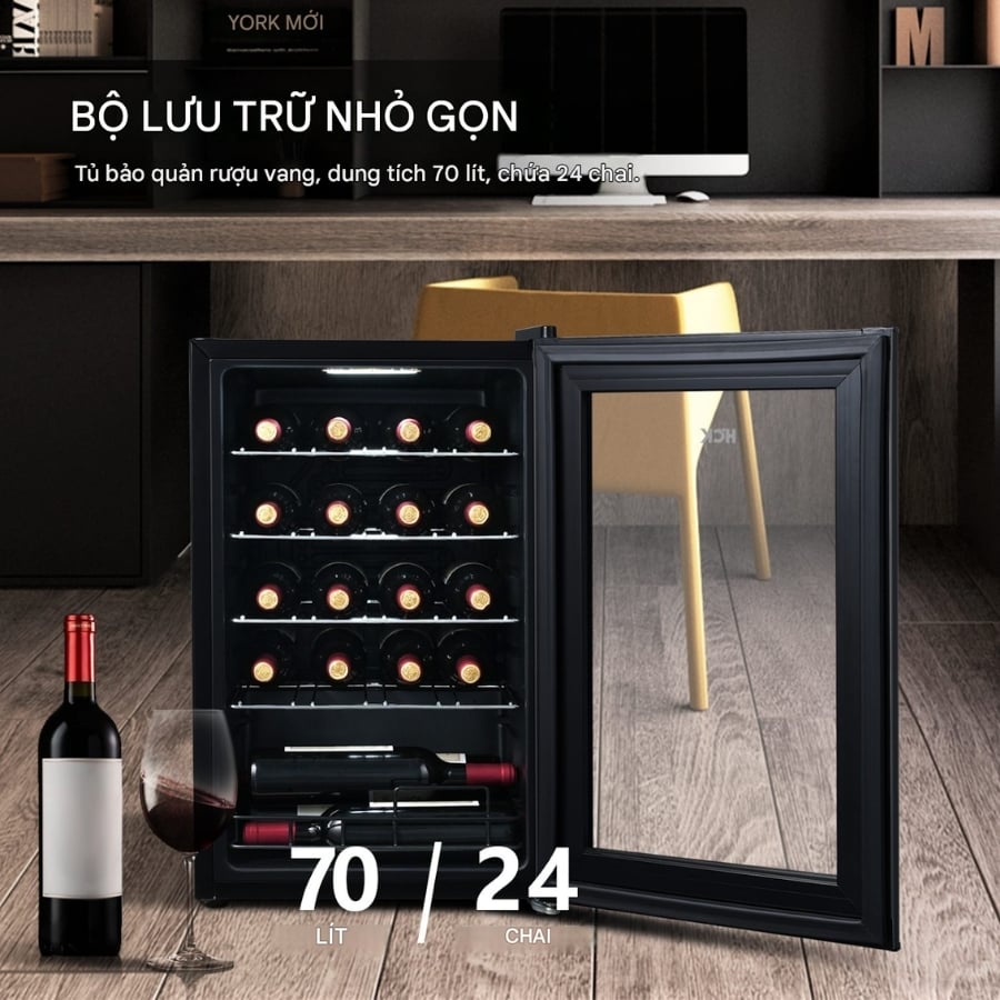 Tủ rượu HCK 70L SC-70-E Kho chứa rượu rộng rãi