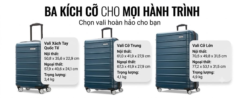 Vali Samsonite Omni 2 Di chuyển nhẹ nhàng qua các sân bay với vali xách tay cứng cáp