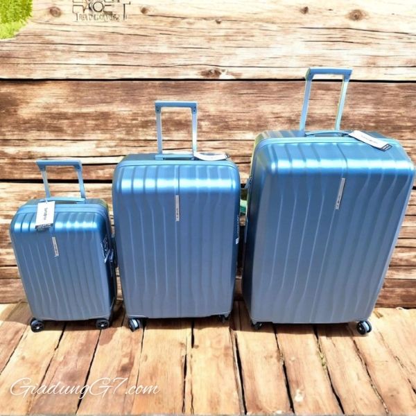 Vali Samsonite Uplift size 20cm/ 28cm/ 33cm - Màu Xanh vỏ cứng, có bánh xe 660 độ