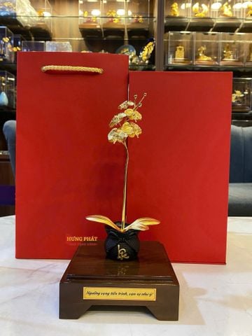 Chậu Lan 1 Cành Dát Vàng – Nét Thanh Tao Trong Món Quà Ý Nghĩa